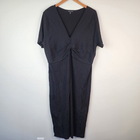 Universal Standard Twist Knit Ribbed Dress Black LARGE Stretch - Picture 2 of 7